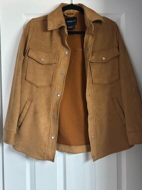 OOKIE & Lala Faux Suede Car Coat in Camel